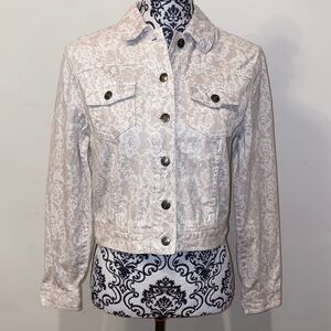 3/$60 Per Se Cropped Floral & Lace Print Jacket Size Small